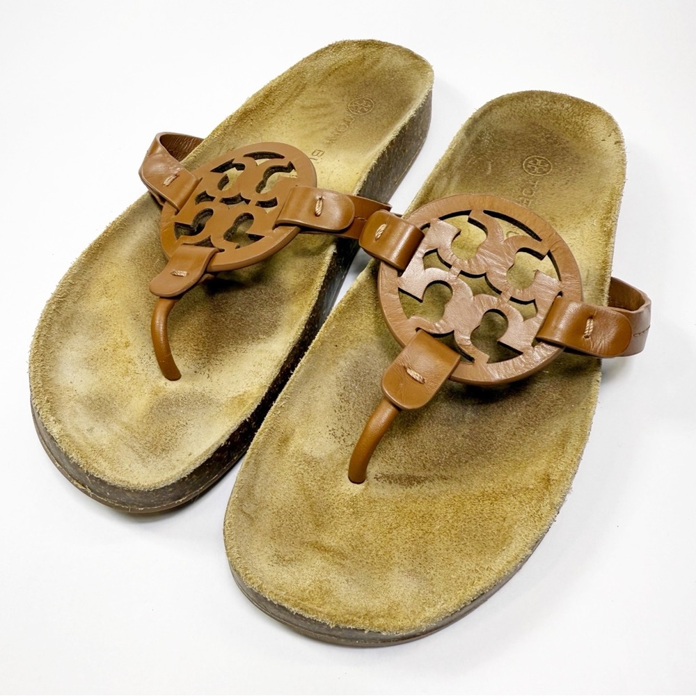 Tory Burch miller cloud Leather Logo Sandals size 7.5